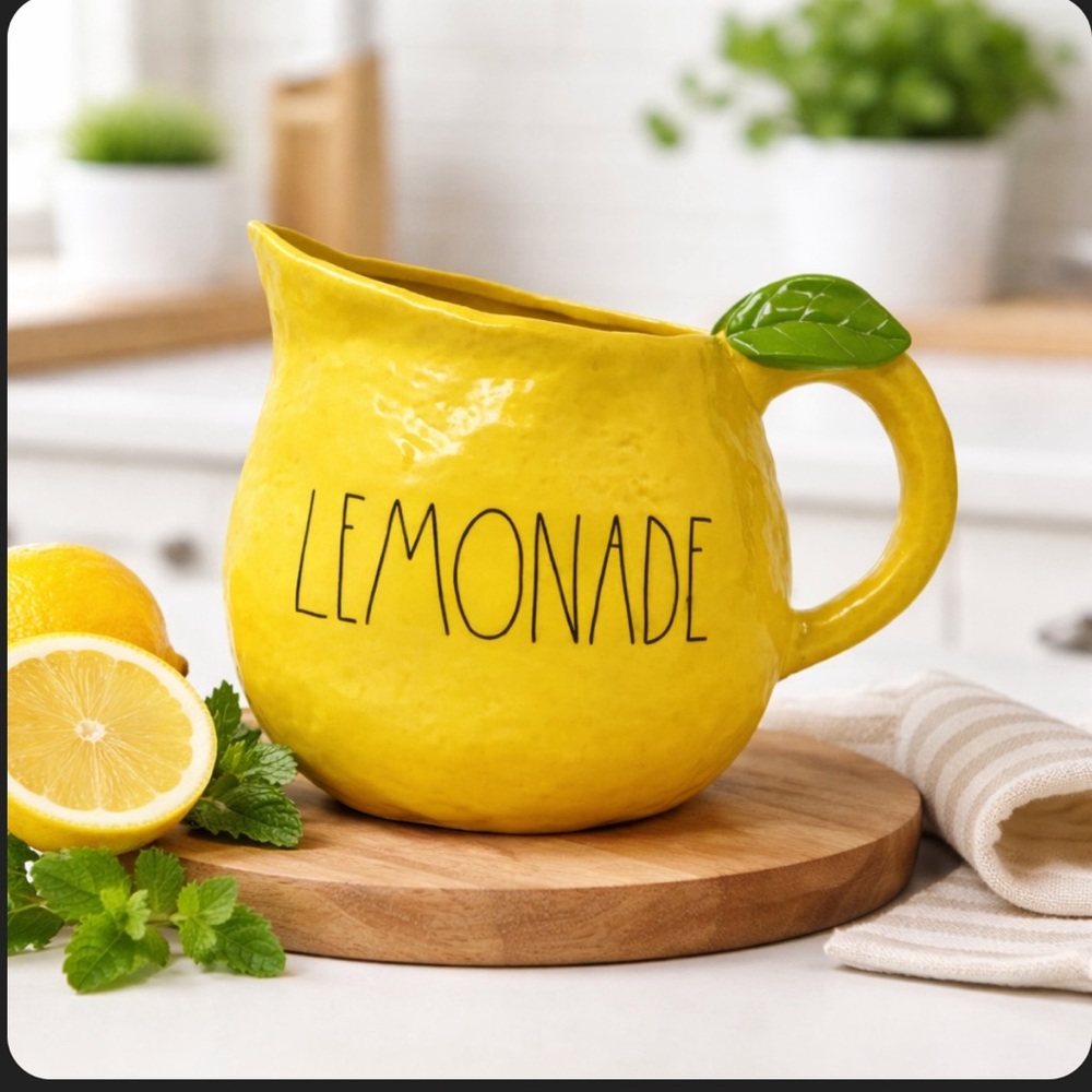 Rae Dunn Artisan X-Large Glossy Ceramic Lemon Lemonade Pitcher